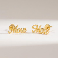 18K Gold Name Stud Earring